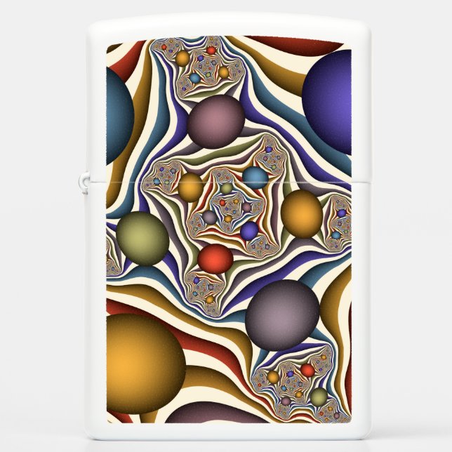 Flying Up, Colorful, Modern, Abstract Fractal Art Zippo Lighter (Front)