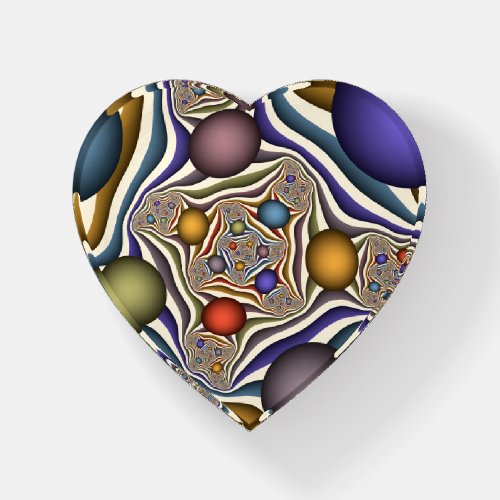 Flying Up Colorful Modern Abstract Fractal Heart Paperweight