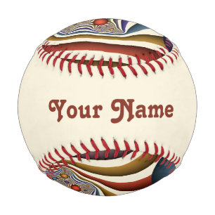 Flying Up Colorful Modern Abstract Fractal Name Baseball