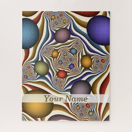 Flying Up Colorful Modern Abstract Fractal Name Jigsaw Puzzle