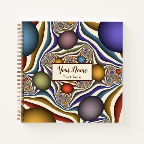 Flying Up Colorful Modern Abstract Fractal Name Notebook