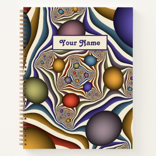 Flying Up Colorful Modern Abstract Fractal Name Notebook
