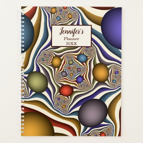 Flying Up Colorful Modern Abstract Fractal Name Planner