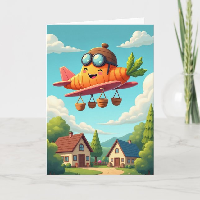 Flying Veggie Friend Greeting Card (Front)