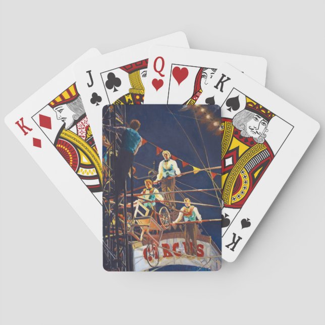 Flying Wallendas Trapeze Performers Red White Blue Poker Cards (Back)
