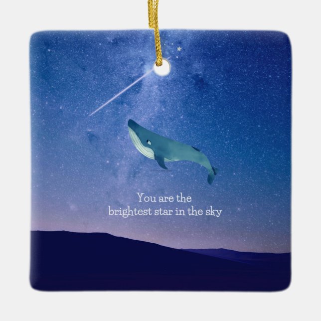 Flying Whale Ceramic Ornament (Front)