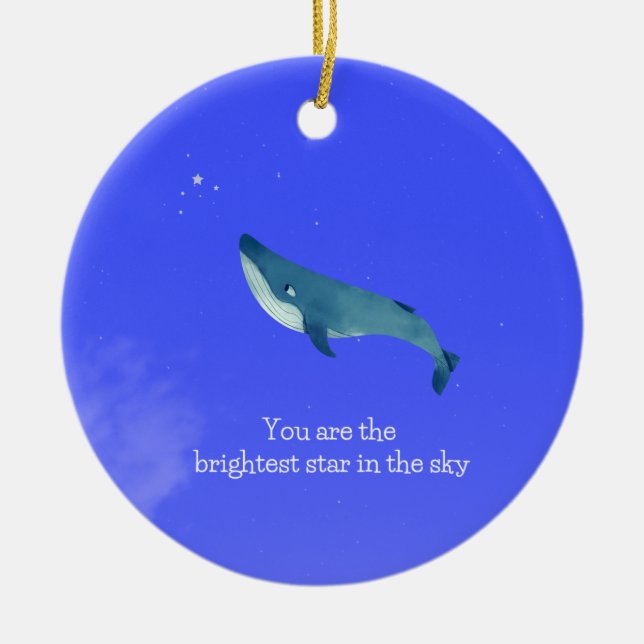Flying Whale Ceramic Ornament (Front)