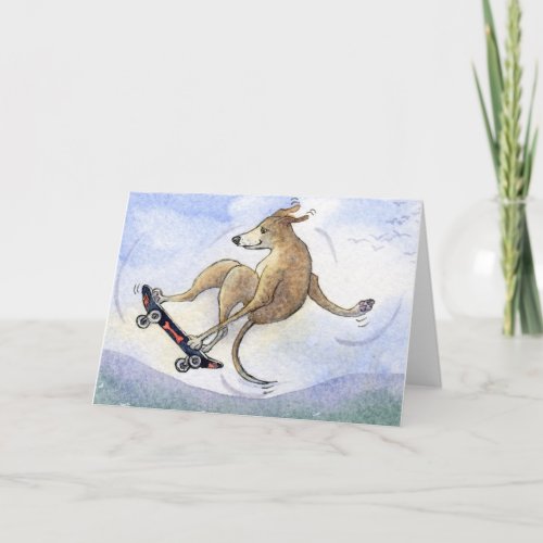 Flying whippet dog card