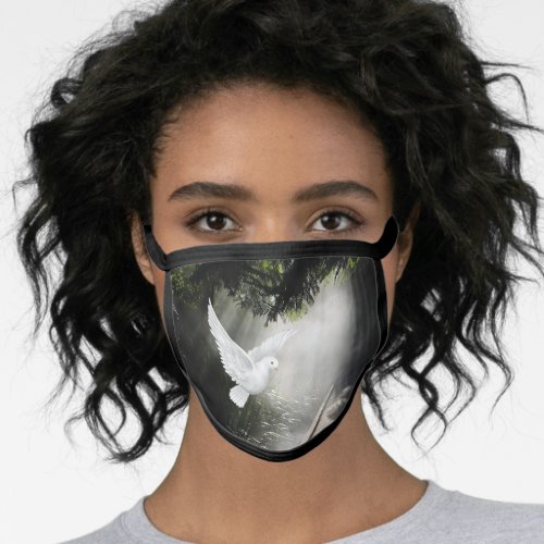 Flying white dove face mask