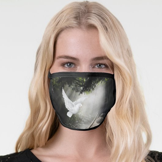 Flying white dove face mask (Worn Her)
