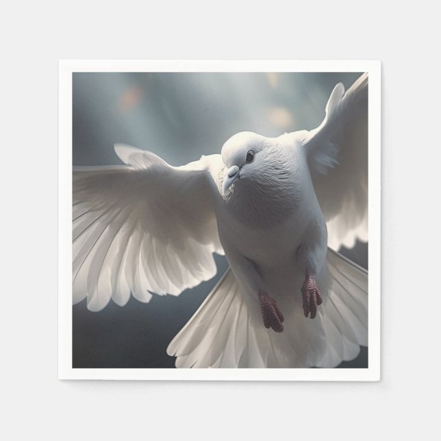 Flying White Peace Dove Napkins (Front)