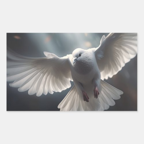 Flying White Peace Dove Rectangular Sticker