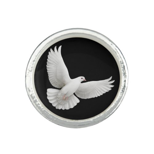 Flying White Peace Dove Ring