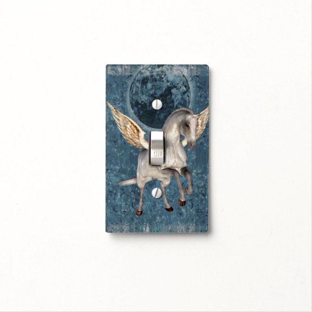 Flying White Pegasus Horse Animal Light Switch Cover (In Situ)