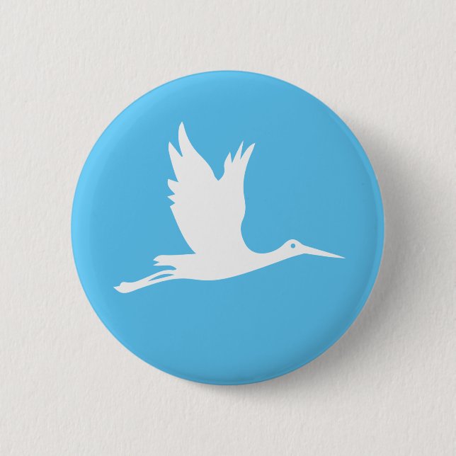 Flying white stork button (Front)