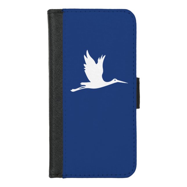 Flying white stork iPhone wallet case (Front)