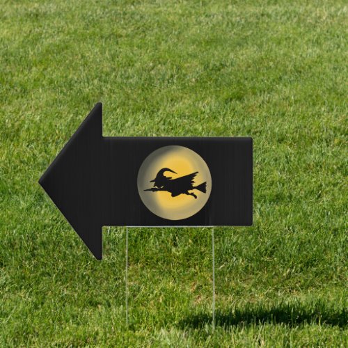 Flying Wicked Witch Silhouette Arrow Yard Sign 