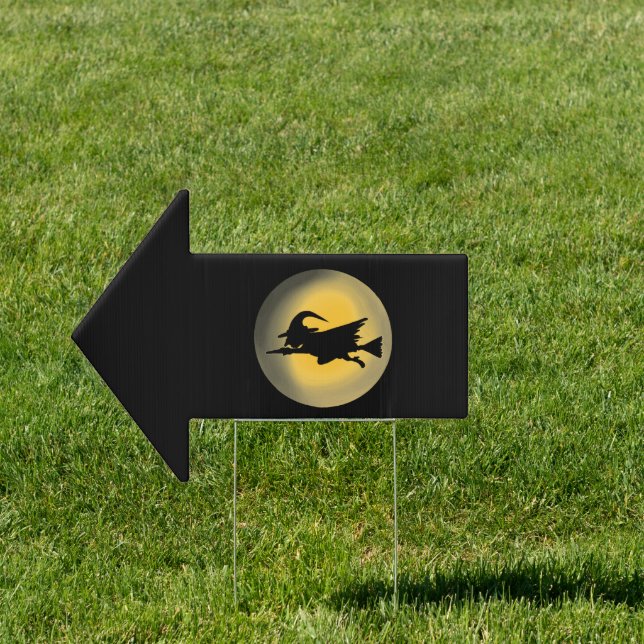 Flying Wicked Witch Silhouette Arrow Yard Sign  (Insitu)