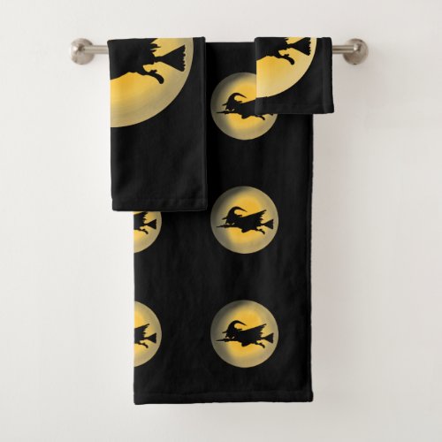 Flying Wicked Witch Silhouette Bath Towel Set