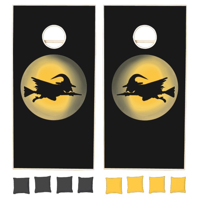 Flying Wicked Witch Silhouette Cornhole Set (Set)
