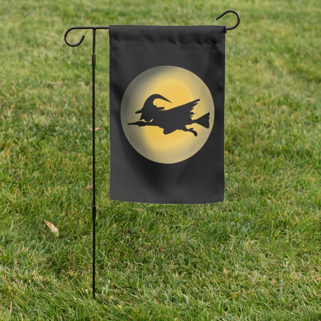 Flying Wicked Witch Silhouette Garden Yard Flag  (In SItu)