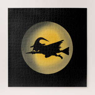 Flying Wicked Witch Silhouette Jigsaw Puzzle