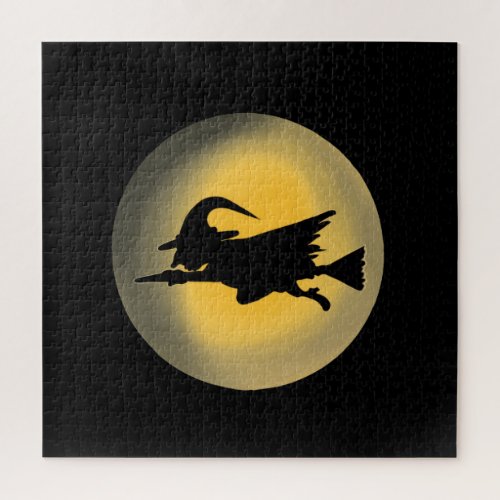 Flying Wicked Witch Silhouette Jigsaw Puzzle