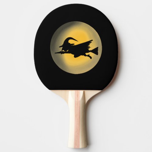 Flying Wicked Witch Silhouette Ping Pong Paddle
