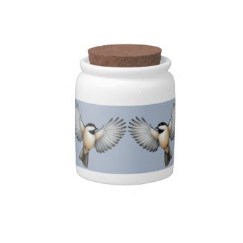 Flying Wild Chickadee Birds Candy Jar by teapotsbytpcstudio at Zazzle