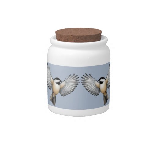 Flying Wild Chickadee Birds Candy Jar