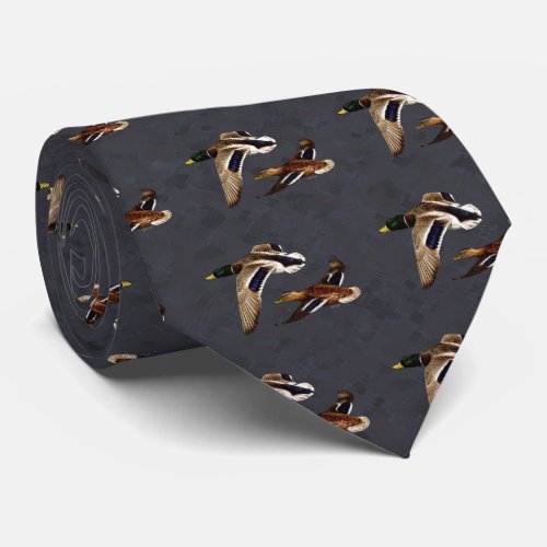 Flying Wild Ducks Charcoal Gray Tie