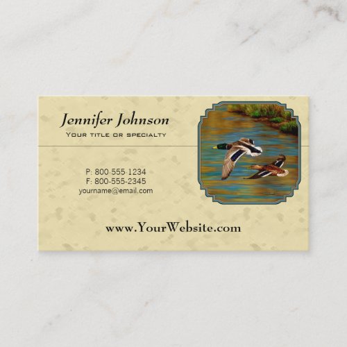 Flying Wild Ducks Yellow Business Card