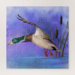 Flying Wild Mallard Duck Jigsaw Puzzle<br><div class="desc">Flying Wild Mallard Duck Puzzles MIGNED Painting Design</div>