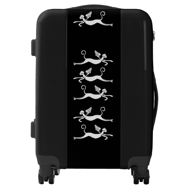 Flying winged white cats luggage (Front)