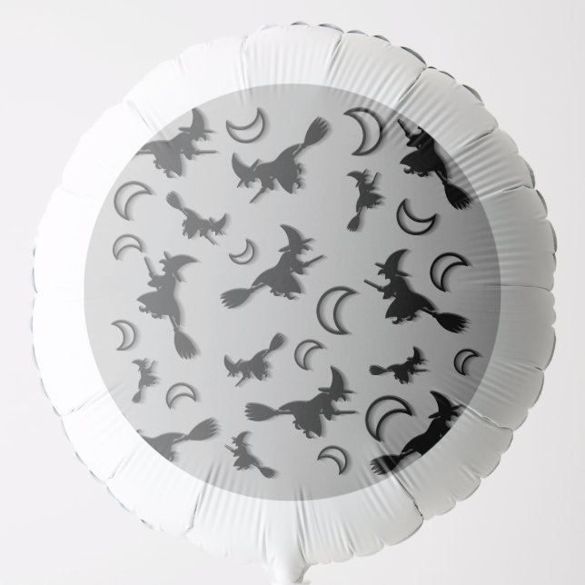 Flying witch among half moon at Halloween night 3D Balloon (Front)