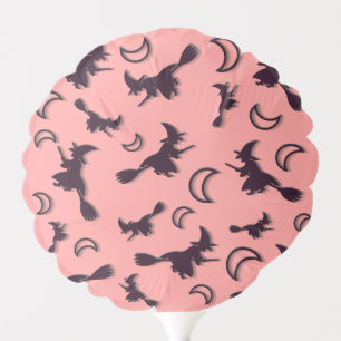 Flying witch among half moon at Halloween night 3D Balloon