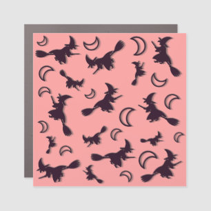 Flying witch among half moon at Halloween night 3D Car Magnet