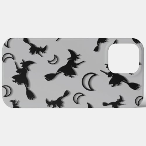 Flying witch among half moon at Halloween night 3D iPhone 13 Pro Max Case