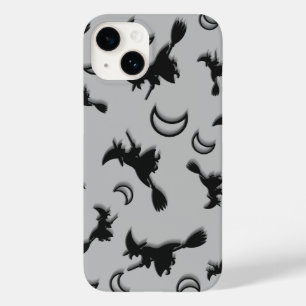 Flying witch among half moon at Halloween night 3D Case-Mate iPhone 14 Case
