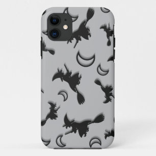 Flying witch among half moon at Halloween night 3D iPhone 11 Case