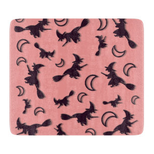 Flying witch among half moon at Halloween night 3D Cutting Board