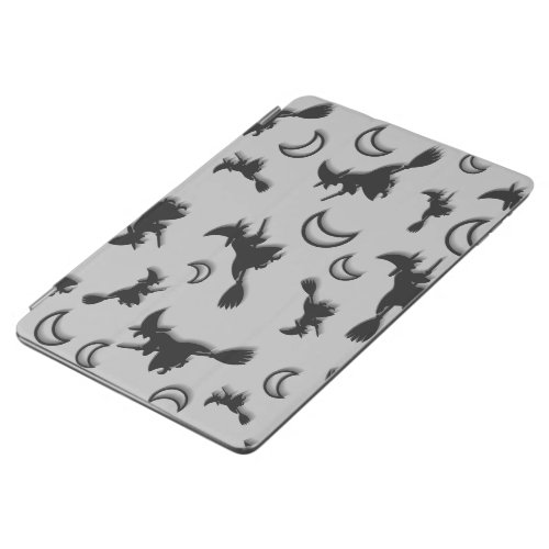 Flying witch among half moon at Halloween night 3D iPad Air Cover
