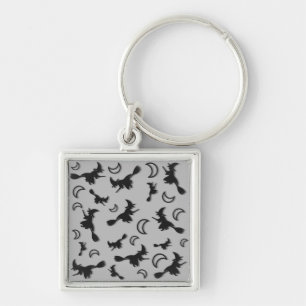 Flying witch among half moon at Halloween night 3D Keychain
