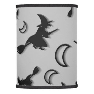 Flying witch among half moon at Halloween night 3D Lamp Shade