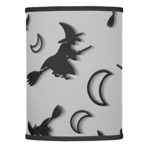 Flying witch among half moon at Halloween night 3D Lamp Shade