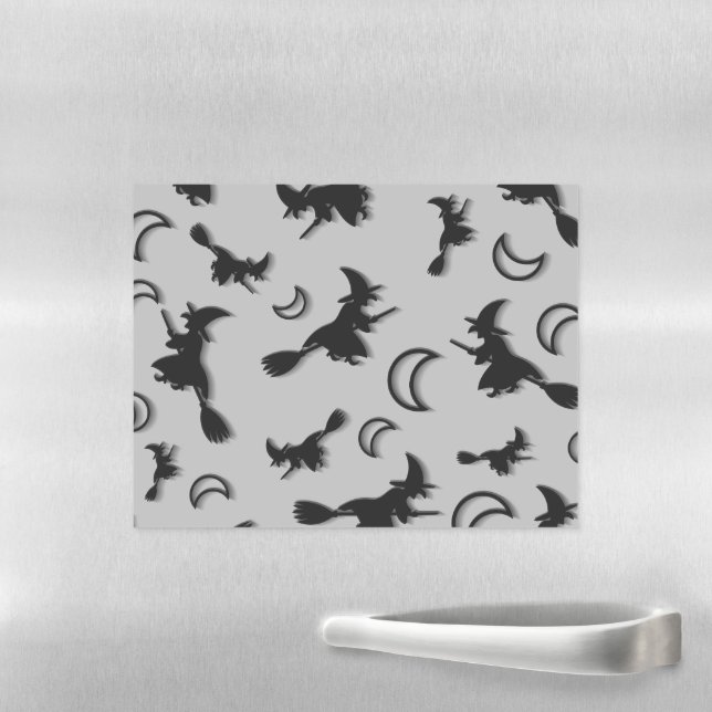 Flying witch among half moon at Halloween night 3D Magnetic Dry Erase Sheet (In Situ)