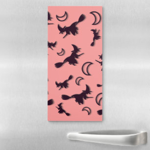 Flying witch among half moon at Halloween night 3D Magnetic Notepad
