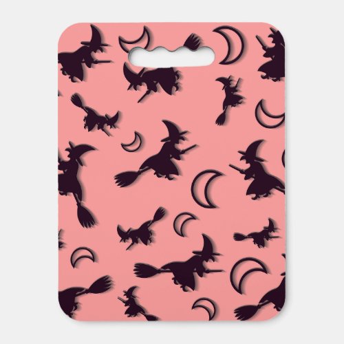 Flying witch among half moon at Halloween night 3D Seat Cushion