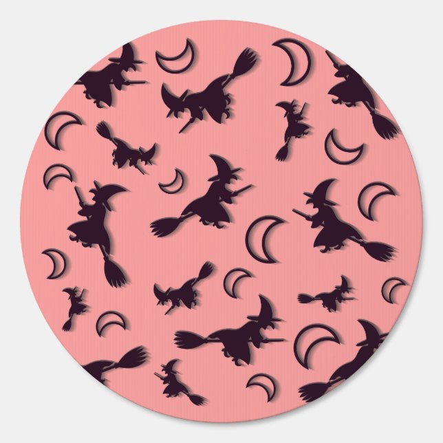 Flying witch among half moon at Halloween night 3D Sign (Front)