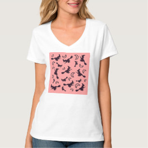 Flying witch among half moon at Halloween night 3D T-Shirt